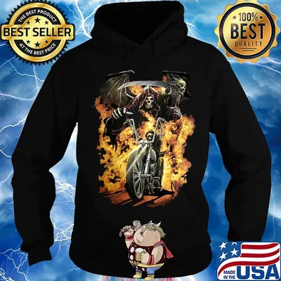 Skeleton death riding motorcycle fire s Hoodie