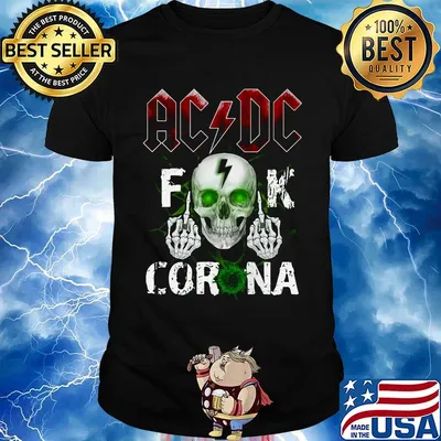 Skull acdc fuck coronavirus light shirt