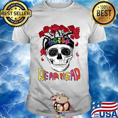 Skull grateful dead head bears rose shirt