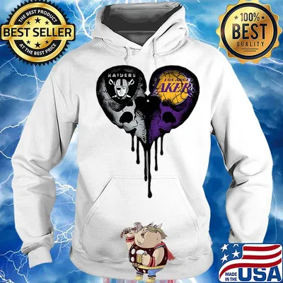 Skull los angeles raiders and los angeles lakers heart color s Hoodie