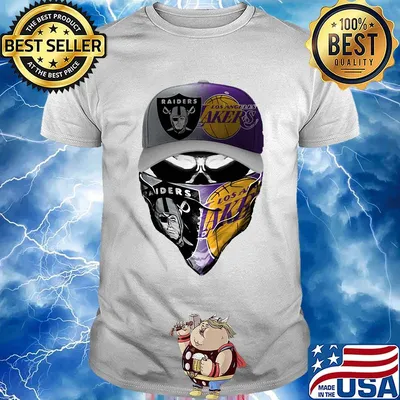Skull mask los angeles raiders and los angeles lakers shirt