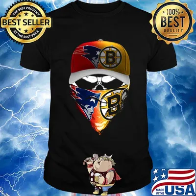 Skull new england patriots and boston bruins logo shirt