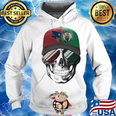Skull new england patriots and boston celtics logo s Hoodie