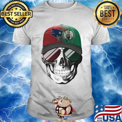 Skull new england patriots and boston celtics logo shirt