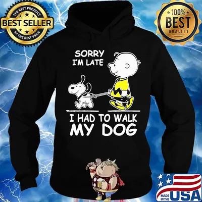 Snoopy and charlie brown sorry i'm late i had to walk my dog s Hoodie