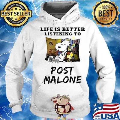 Snoopy and woodstock life is better listening to post malone s Hoodie