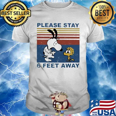 Snoopy and woodstock please stay 6 feet away vintage retro shirt