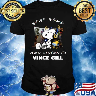 Snoopy and woodstock stay home and listen to vince gill shirt