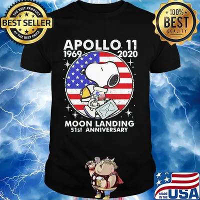Snoopy apollo 11 1969 2020 moon landing 51st anniversary american flag independence day shirt