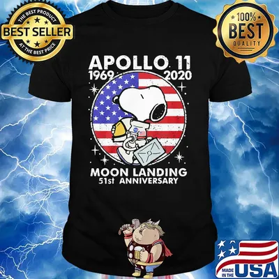 Snoopy apollo 11 1969 2020 moon landing 51st anniversary american flag independence day stars shirt