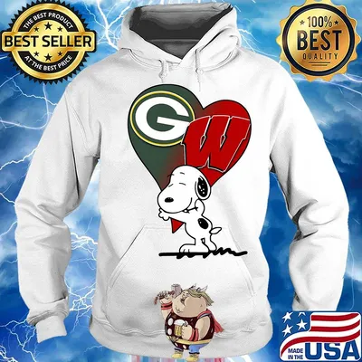 Snoopy heart green bay packers and wisconsin badgers s Hoodie