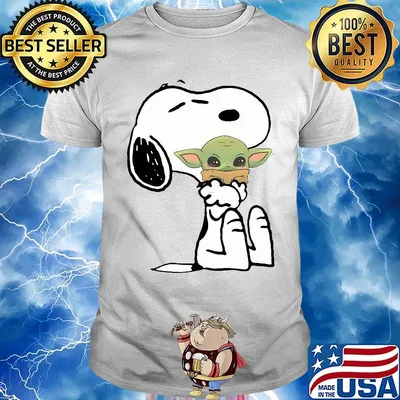 Snoopy hug baby yoda shirt