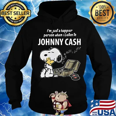 Snoopy i'm just a happier person when i listen to johnny cash s Hoodie