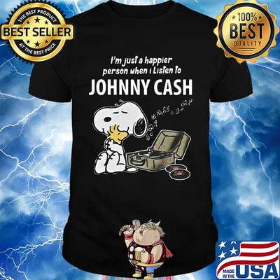 Snoopy i'm just a happier person when i listen to johnny cash shirt
