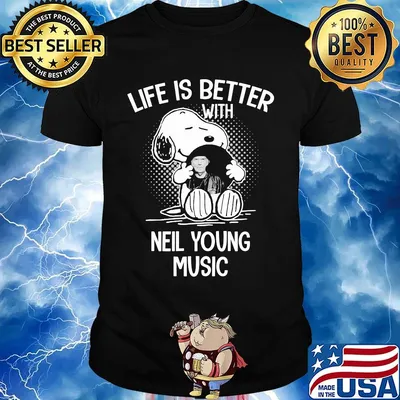 Snoopy life is better with neil young music shirt