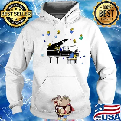Snoopy playing piano woodstock hearts s Hoodie