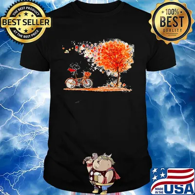 Snoopy ride a bicycle ride a bicycle pine needles fall shirt
