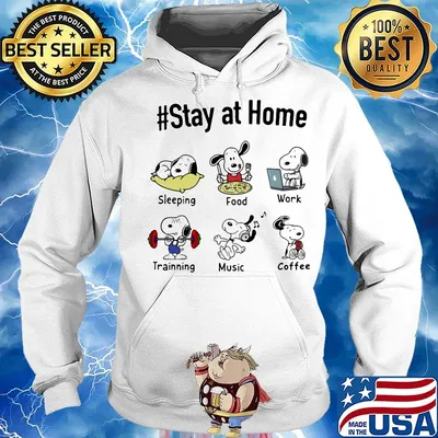 Snoopy stay at home sleeping food work training music coffee s Hoodie