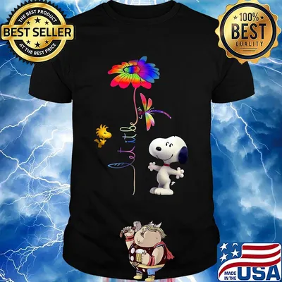 Snoopy woodstock and butterfly let it be flower shirt