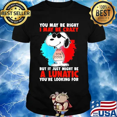 Snoopy you may be right i may be crazy but it just might be a lunatic you’re looking for shirt