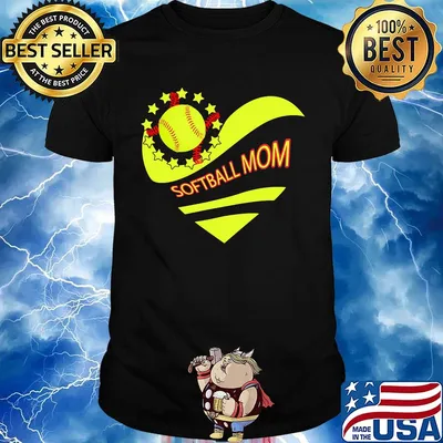 Softball mom heart american flag independence day shirt