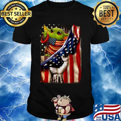 Star wars baby yoda american flag independence day shirt