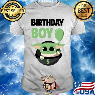 Star wars baby yoda birthday boy 5 balloon shirt