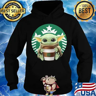 Star wars baby yoda hug coffee starbucks s Hoodie