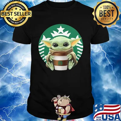 Star wars baby yoda hug coffee starbucks shirt