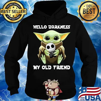Star wars baby yoda hug jack skellington hello darkness my old friend s Hoodie