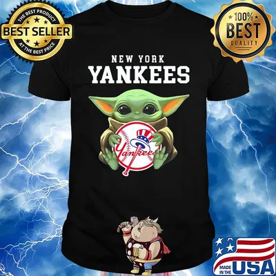 Star wars baby yoda hug new york yankees baseball shirt