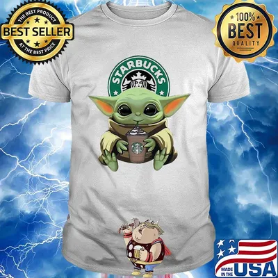Star wars baby yoda hug starbucks coffee shirt