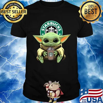 Star wars baby yoda hug starbucks coffee shirt