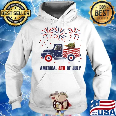 Star wars darth vader yoda driving car firework america 4th of july independence day s Hoodie