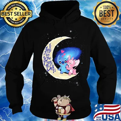Stitch and angel i love you to the moon and back hearts s Hoodie