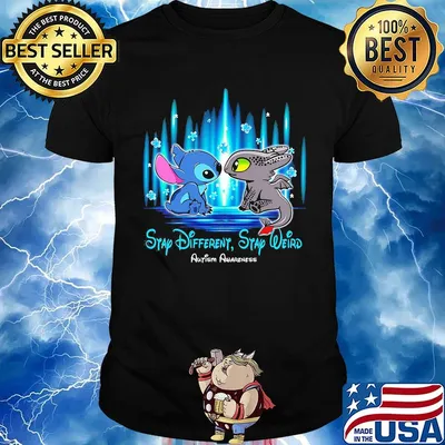 Stitch and toothless stay different stay weird autism awareness shirt