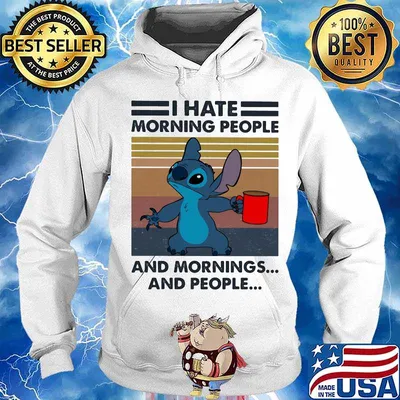Stitch i hate morning people and mornings and people vintage retro s Hoodie