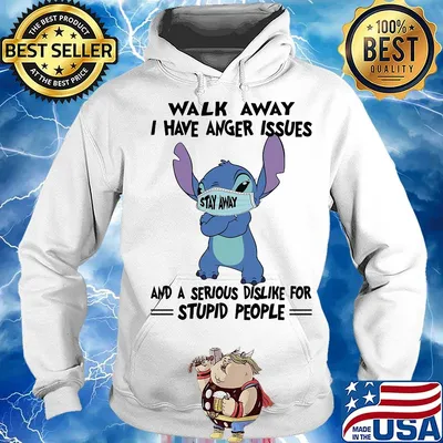 Stitch mask walk away i have anger issues and a serious dislike for stupid people s Hoodie