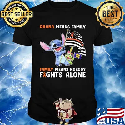 Stitch ohana means family means nobody fights alone american flag independence day shirt