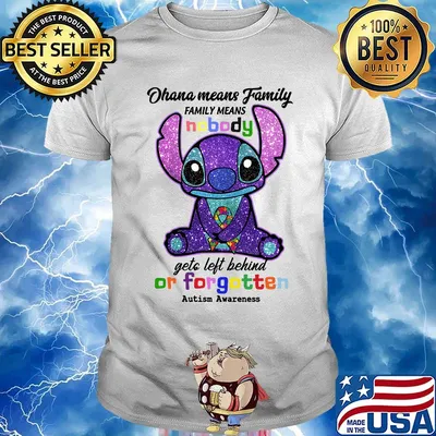 Stitch ohana means family means nobody gets left behind or forgotten autism awareness shirt