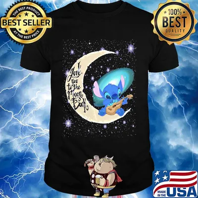 Stitch playing guitar i love you to the moon and back shirt