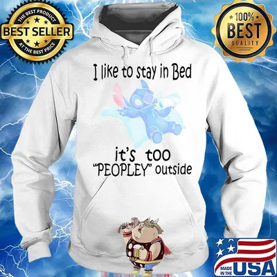 Stitch sleeping i like to stay in bed it's too peopley outside s Hoodie