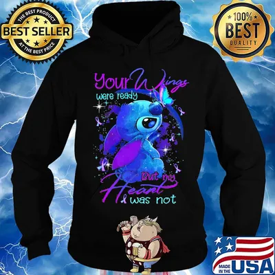 Stitch your wings were ready but my heart was not butterflies cancer awareness s Hoodie