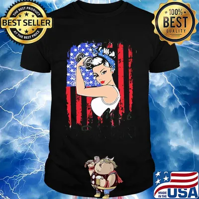 Strong woman wrestling american flag independence day shirt