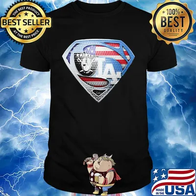 Superman los angeles raiders and los angeles dodgers american flag shirt