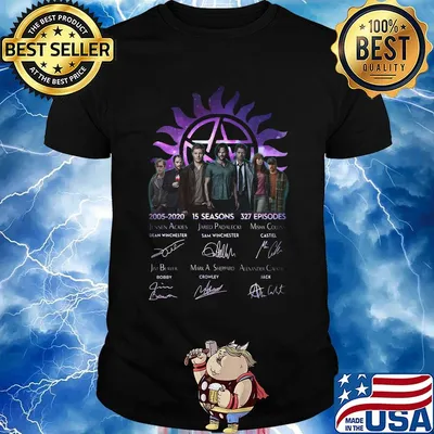 Supernatural 2005 2020 15 seasons 327 episodes thank you for the memories signatures shirt