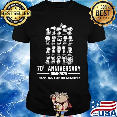 The peanuts cartoon 70th anniversary 1950 2020 thank you for the memories shirt