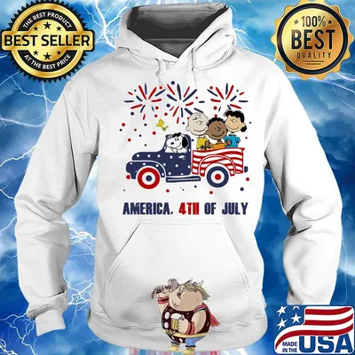 The peanuts characters driving car fire america 4th of july independence day s Hoodie