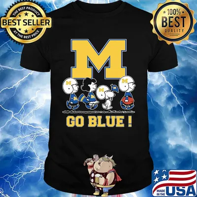 The peanuts michigan wolverines football go blue shirt