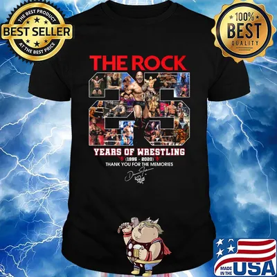The Rock 25 years of Wrestling 1995-2020 thank you for the memories signature shirt